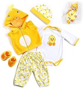 20-22 Inches Reborn Baby Dolls Clothes Accessories Yellow Outfit Newborn Babies Matching Clothing 5Pcs/Set
