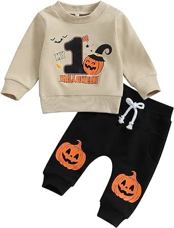 Amiblvowa Baby Boy Thanksgiving Outfit Turkey Gobble Pullover Sweatshirt Top Long Jogger Pants Infant Cute Fall Clothes Set