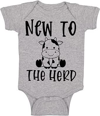 Belle Homie New To The Herd - Farm Funny Cow - Funny Cute Infant Creeper, One-Piece Baby Bodysuit