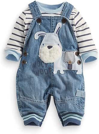 LvYinLi Cute Baby Boy Clothes Suit Toddler Boys' Striped long Sleeve T-Shirt+Denim Overalls Jumpsuit Pants Outfits Sets