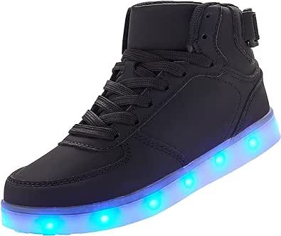 DIYJTS Kids LED Light Up Shoes, Fashion High Top LED Sneakers USB Rechargeable Glowing Luminous Shoes for Boys Girls Toddler Child