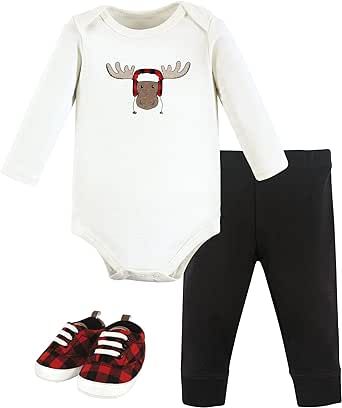 Hudson Baby Baby Cotton Bodysuit, Pant and Shoe Set