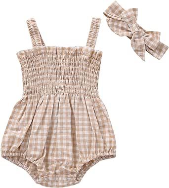 Newborn Baby Girl Bodysuit Sleeveless Halter Frill Romper One-piece Jumpsuit with Headband Summer Clothes Set