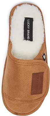 Lucky Brand Boys Slippers - Fuzzy Non Slip Memory Foam House Slippers for Kids - Plush Soft Rubber Sole Bedroom Shoes