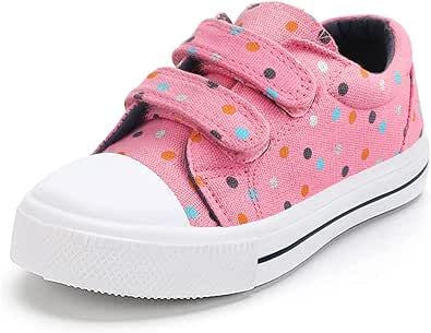 K KomForme Toddler Sneakers for Boys and Girls Cartoon Dual Hook and Loops Sneakers Baby Canvas Shoes