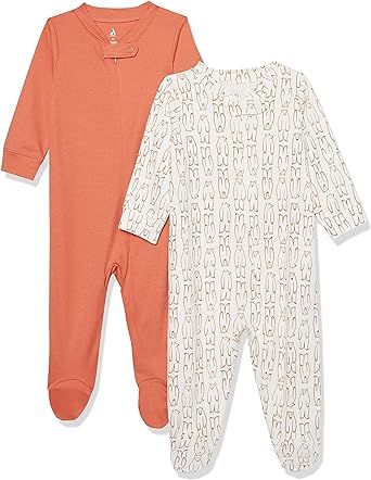 Amazon Essentials Unisex Babies' Organic Cotton Footed Sleep and Play (Previously Amazon Aware), Pack of 2