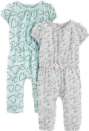 Simple Joys by Carter's Baby Girls' Fashion Jumpsuits, Pack of 2