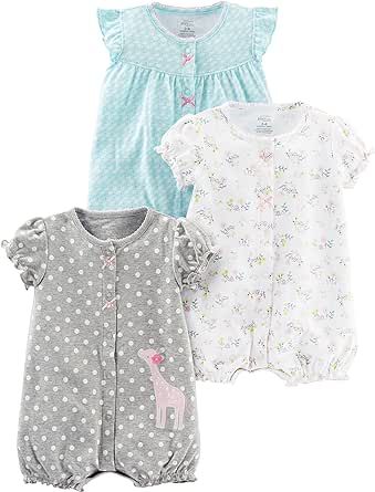 Simple Joys by Carter's Baby Girls' Snap-Up Rompers, Pack of 3