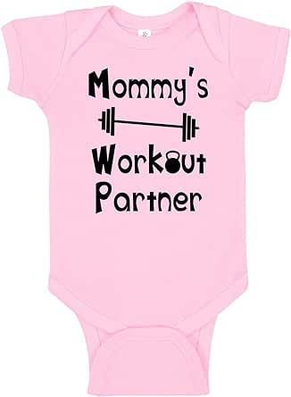 Reaxion Handmade Funny Baby Boy Girl Mommy's or Daddy's Workout Partner Bodysuits Clothes