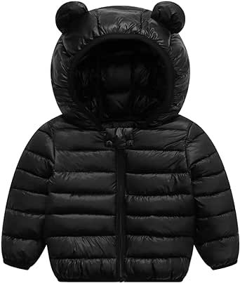 XMWEALTHY Baby Boys Girls Winter Coats Toddler Bear Hoods Down Jacket Infant Kids Light Puffer Padded Outwear 6M-3T