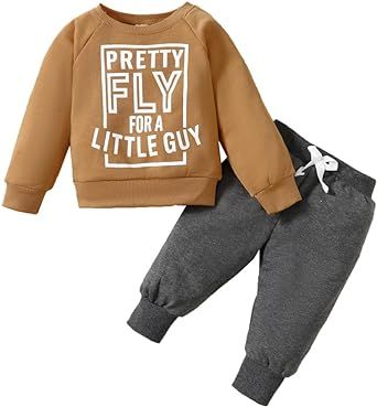 Honykids Toddler Infant Baby Boy Clothes Long Sleeve Sweatshirts+Pants Fall Winter Outfits