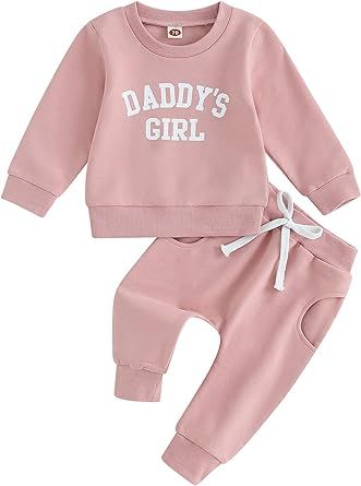 Baby Girl Clothes Daddys Girl Fall Winter Infant Toddler Daddy Mama Saying Outfits Sweater Pants Set