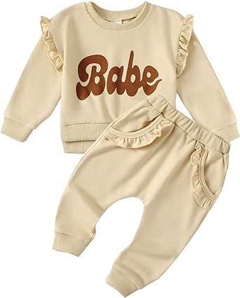Baby Girl Clothes Newborn Outfit Toddler Fall Ruffle Sleeve Tops Girl's Clothing Pants Set