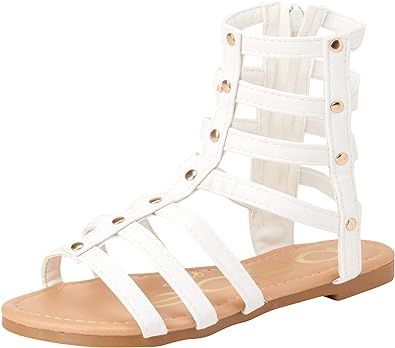 bebe Toddler Girls’ Sandals – Leatherette Studded Gladiator Sandals with Ankle Zipper (Toddler/Girl)