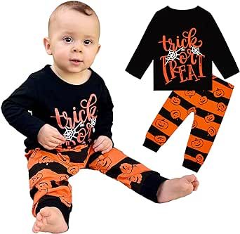 Halloween Toddler Baby Boy Outfit Long Sleeve Pumpkin Hoodie Tops+Pumpkin Trousers 2PCS Clothes Set