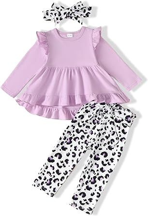 NZRVAWS Baby Girl Clothes Toddler Girl Outfit 3 6 12 18 24 Months 2T 3T Clothing Fall Winter Shirt Long Pant Clothing