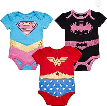 DC Comics Justice League Baby Girls Bodysuit Multipack - Baby Girl Clothes - Newborn Girl Clothes