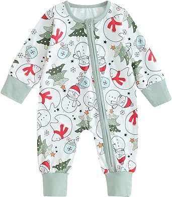 Cevoerf Christmas Outfit For Baby Girls Boys Christmas Tree Romper Jumpsuit Onesie Infant Newborn Xmas Clothes
