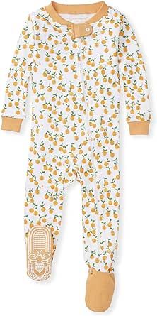 Burt's Bees Baby Girls Pajamas, Zip Front Non-slip Footed Pjs, 100% Organic Cotton and Toddler Sleepers