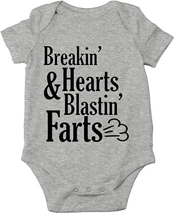 AW Fashions Breakin' Hearts & Blastin' Farts - I Break Hearts, and Wind Funny Pooping - Cute One-Piece Infant Baby Bodysuit
