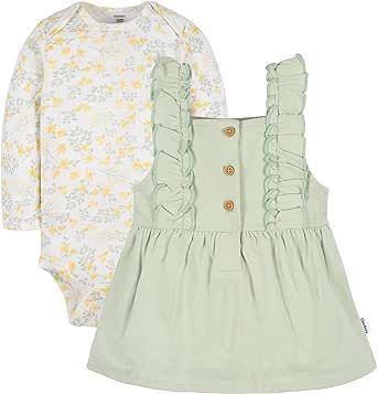 Gerber baby-girls Toddler 2 Piece Overall Dress Set